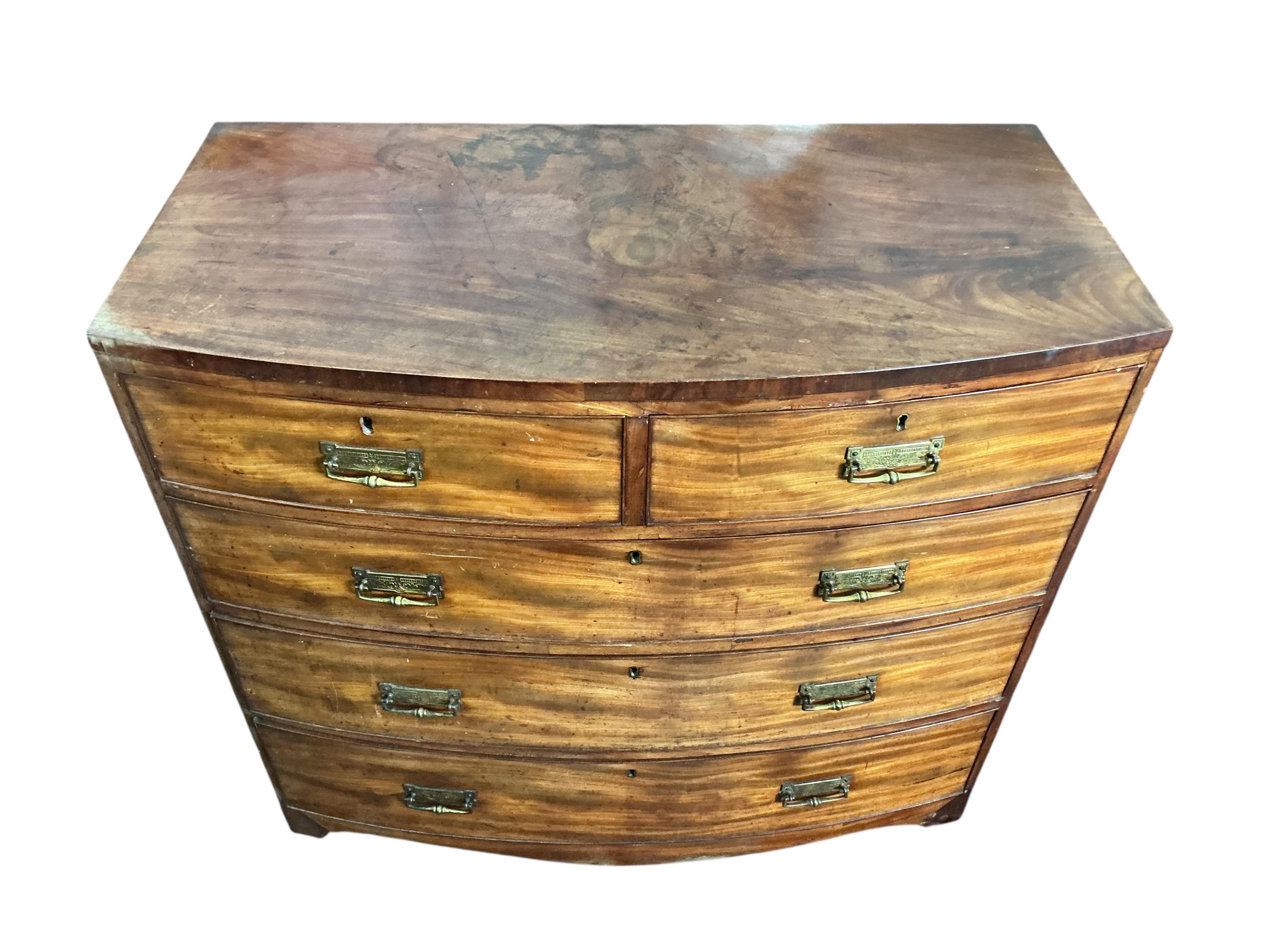 A Regency mahogany bowfront chest, width 105cm, depth 53cm, height 95cm